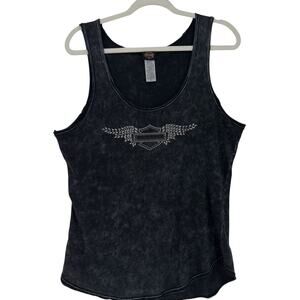 Harley Davidson Tank Top Womens XL Gray Military‎ USAG Wiesbaden Germany Studded